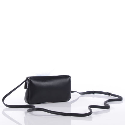 Fendi Lambskin Rabbit Fox Fur Micro Buggie Baguette Black 3 of 7