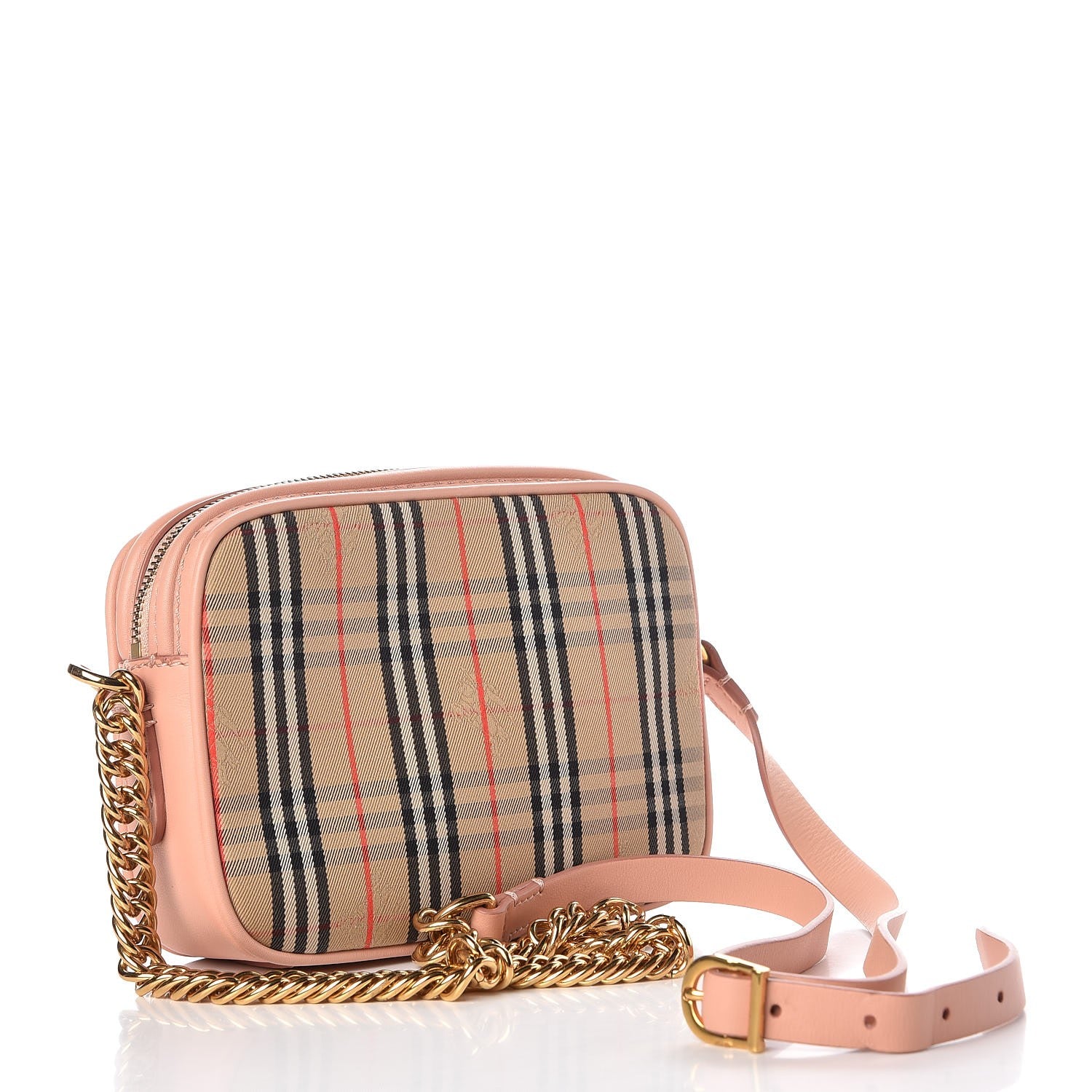 Burberry Grainy Calfskin 1983 Knight Check Link Camera Bag Peach 4 of 7