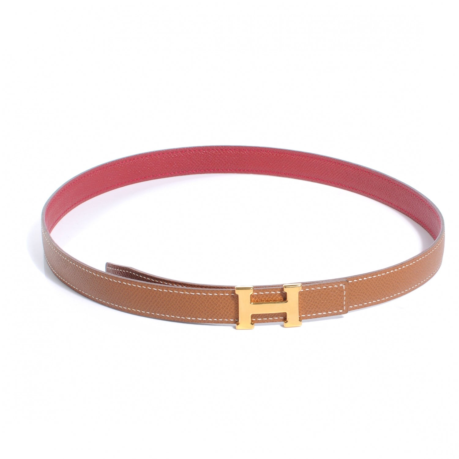 Hermes Courchevel Reversible Polished Constance 18mm H Belt 70 Gold Rouge 1 of 7