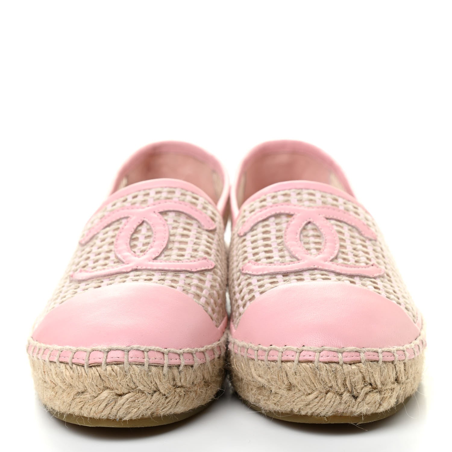 Chanel Mesh Lambskin CC Espadrilles 37 Light Pink Beige 2 of 6