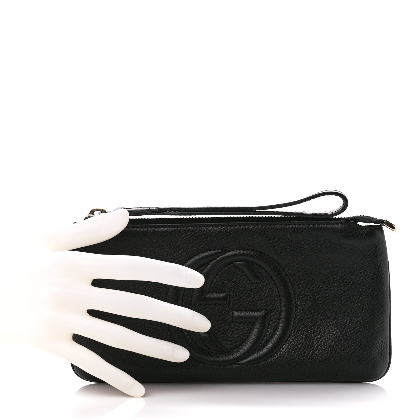 Pebbled Calfskin Soho Wristlet Black