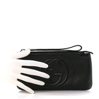 Gucci Pebbled Calfskin Soho Wristlet Black 2 of 11