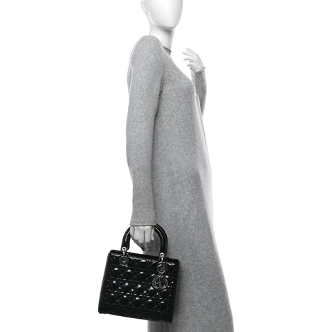 Patent Cannage Medium Lady Dior Black
