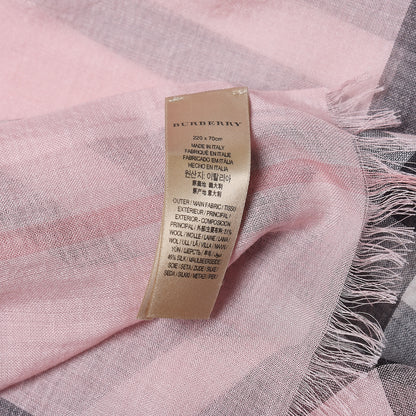 Burberry Wool Silk Gauze Giant Check Scarf Alabaster Pink 5 of 5