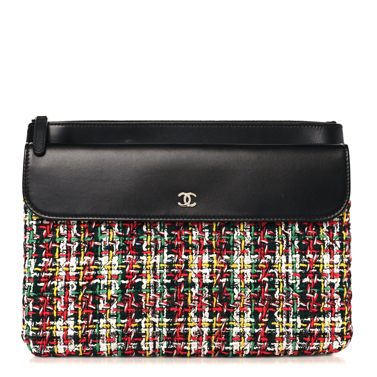 Tweed Lambskin Quilted Medium Flap Cosmetic Case White Red Black