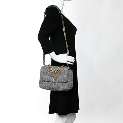 Chanel Tweed Quilted Medium Chanel 19 Flap Grey 2 of 11