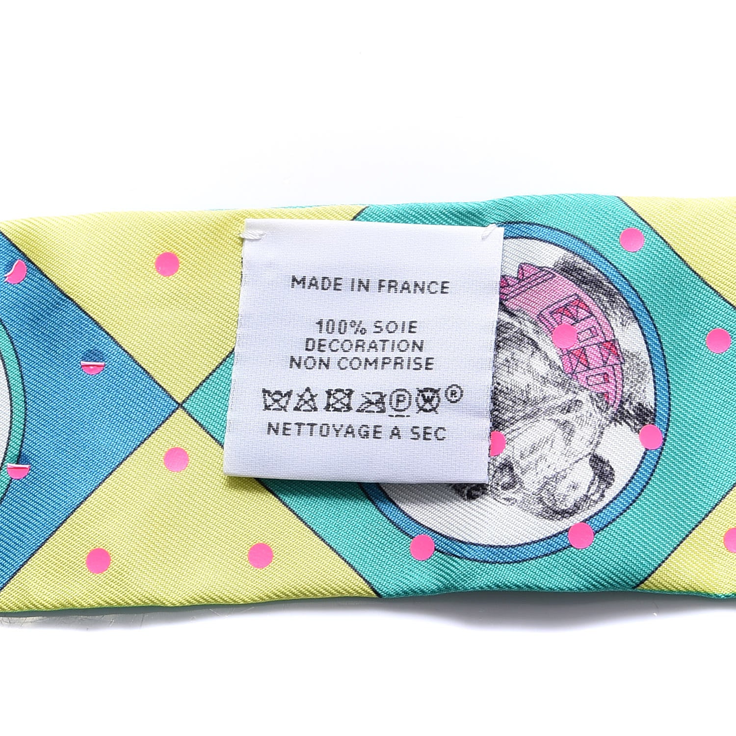 Hermes Silk Colliers Et Chiens Twilly Menthol Jaune Rose 3 of 4