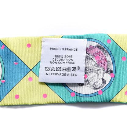 Hermes Silk Colliers Et Chiens Twilly Menthol Jaune Rose 3 of 4