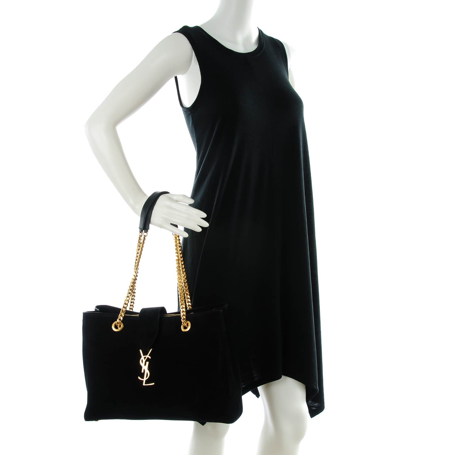 Saint Laurent Suede Monogram Cassandre Shopper Black 2 of 7