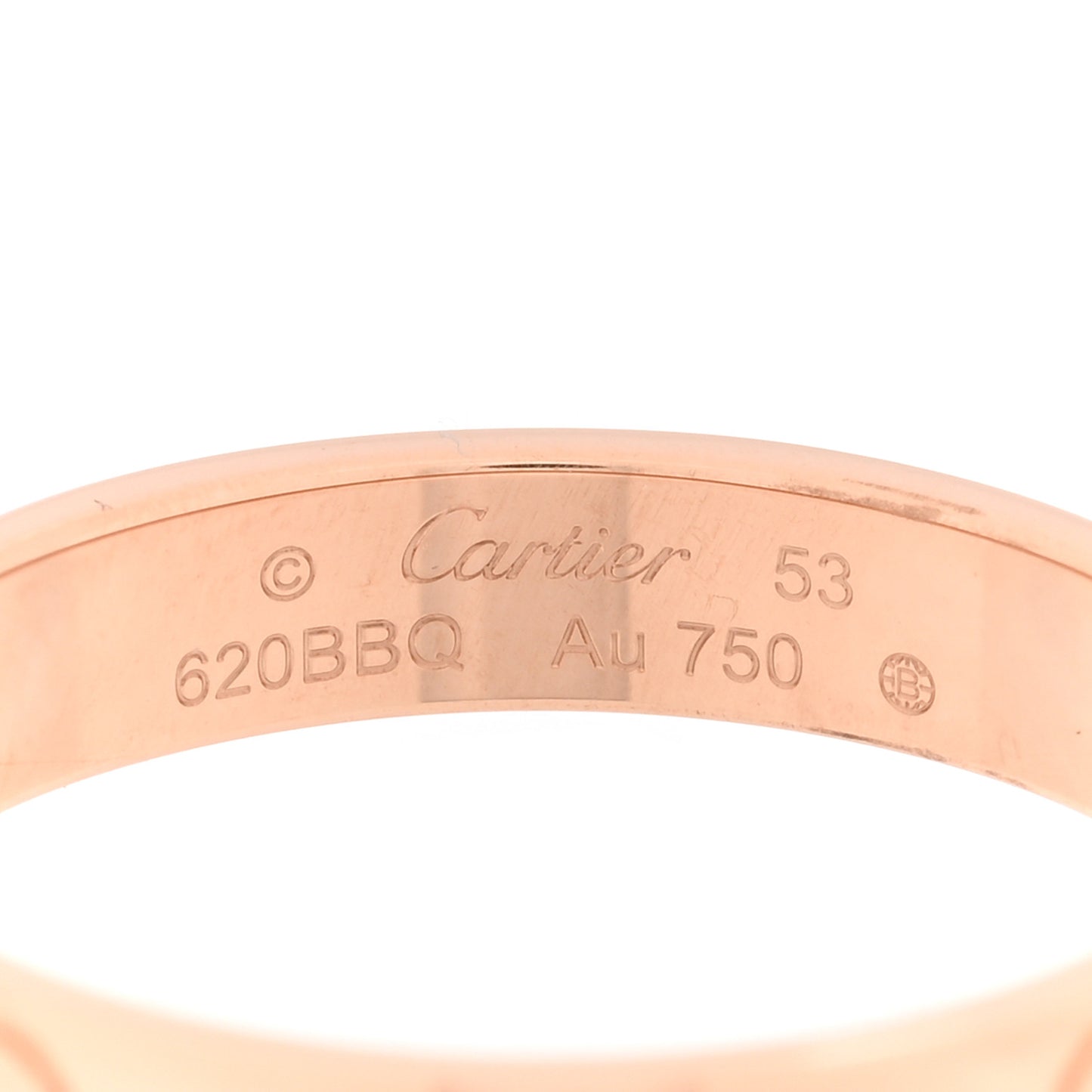 18K Pink Gold 3.5mm LOVE Wedding Band Ring 53 6.5