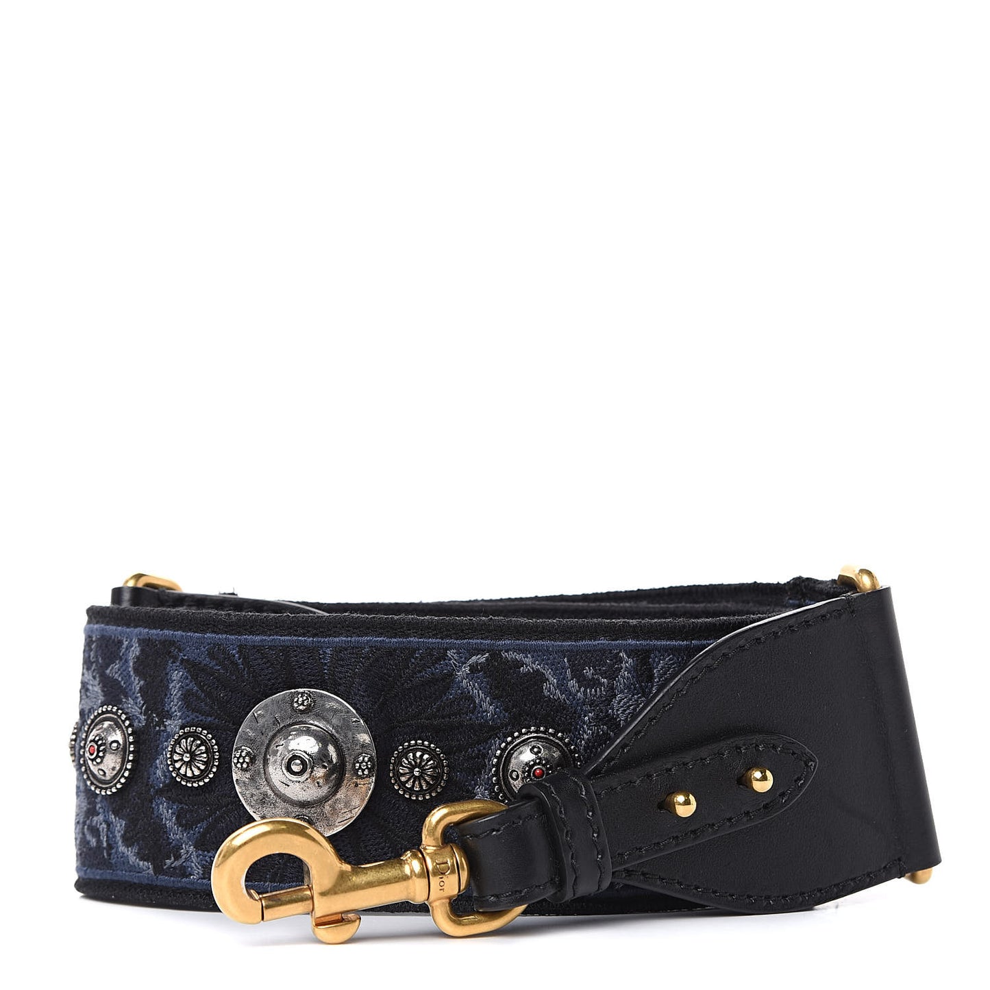 Canvas Embroidered Studded KaleiDiorscopic Adjustable Shoulder Strap Blue