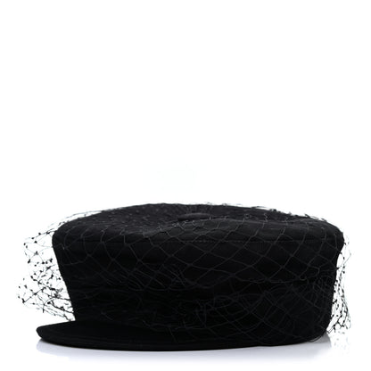 Christian Dior Cotton Canvas Arty Cap with Veil 57 Black 1 of 9