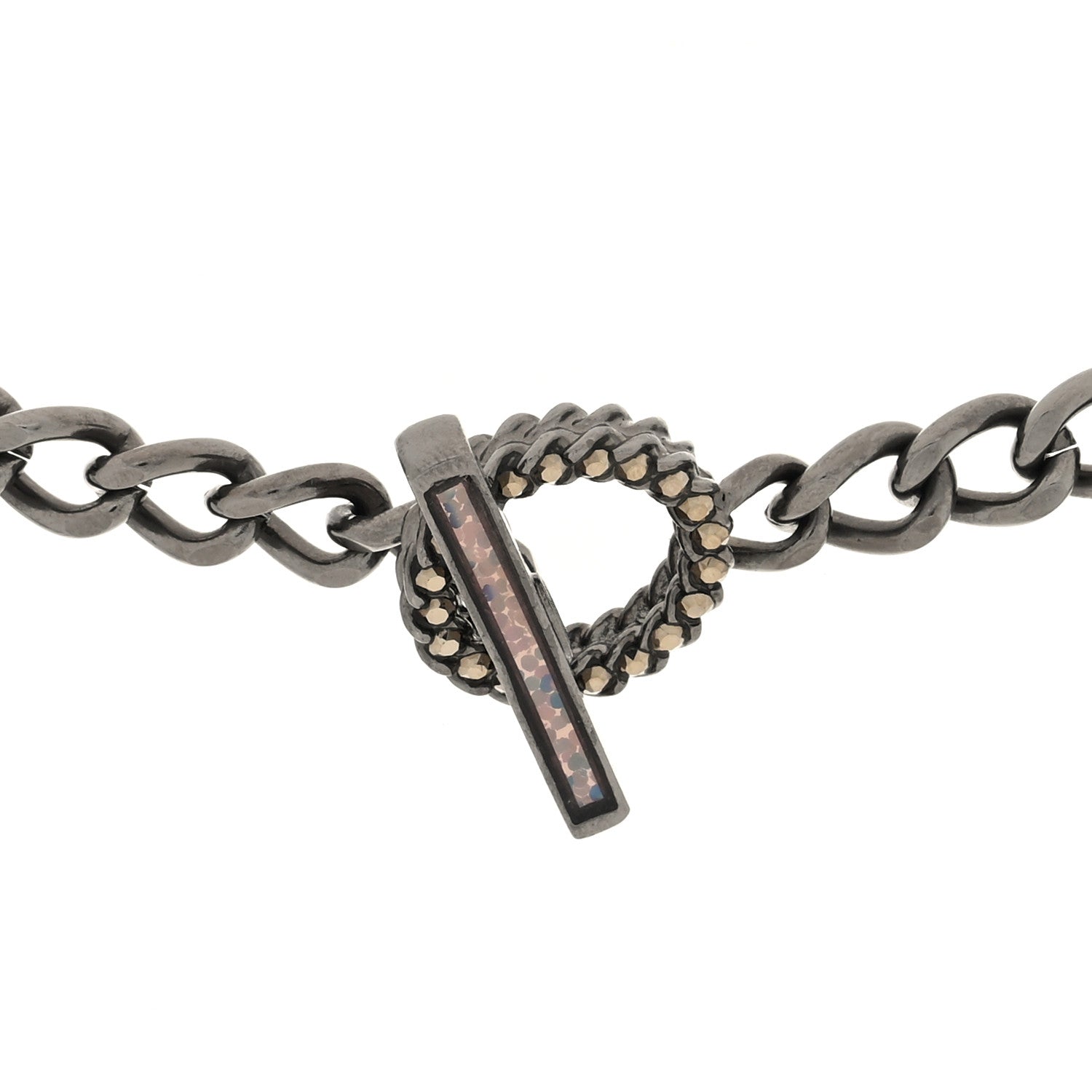 Chanel Crystal Enamel Pearl CC Logo Chain Choker Dark Silver Multicolor 4 of 4