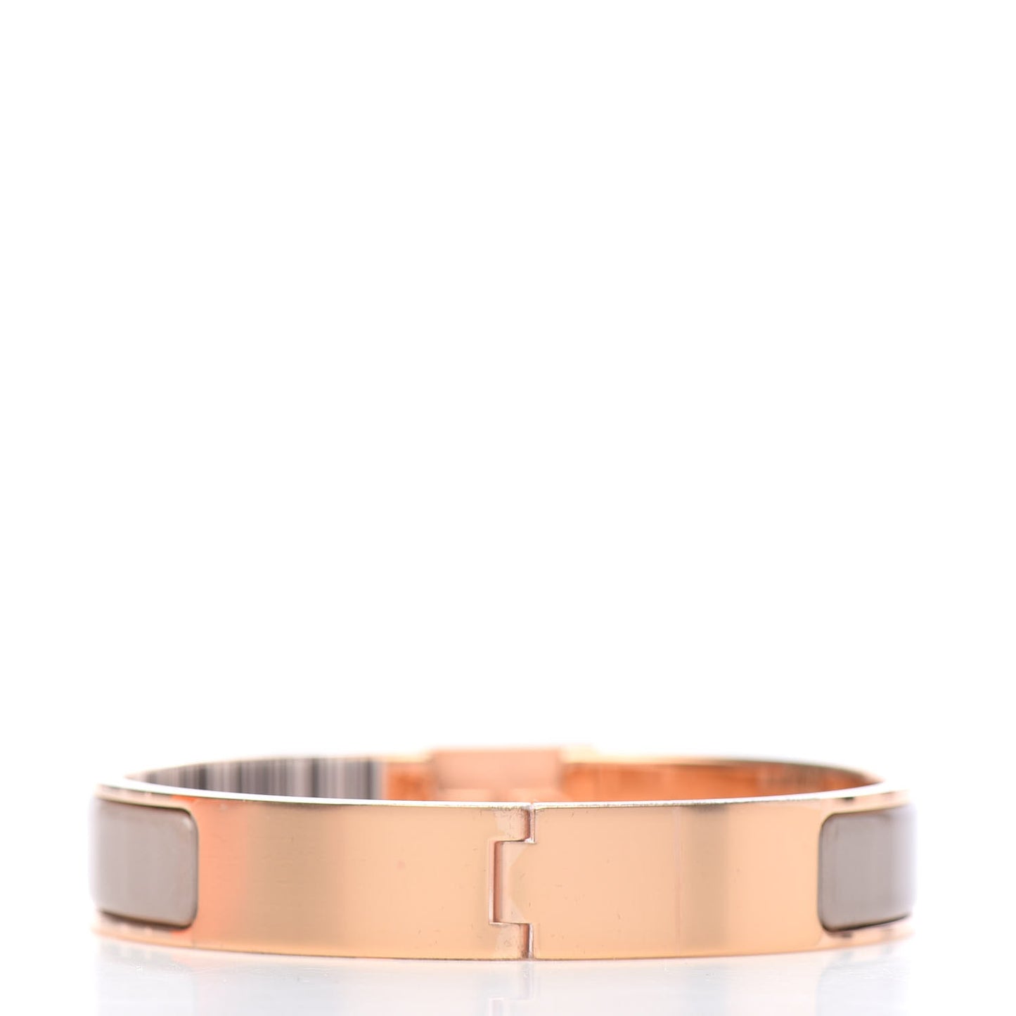 Enamel Narrow Clic Cadenas Bracelet GM Marron Glace