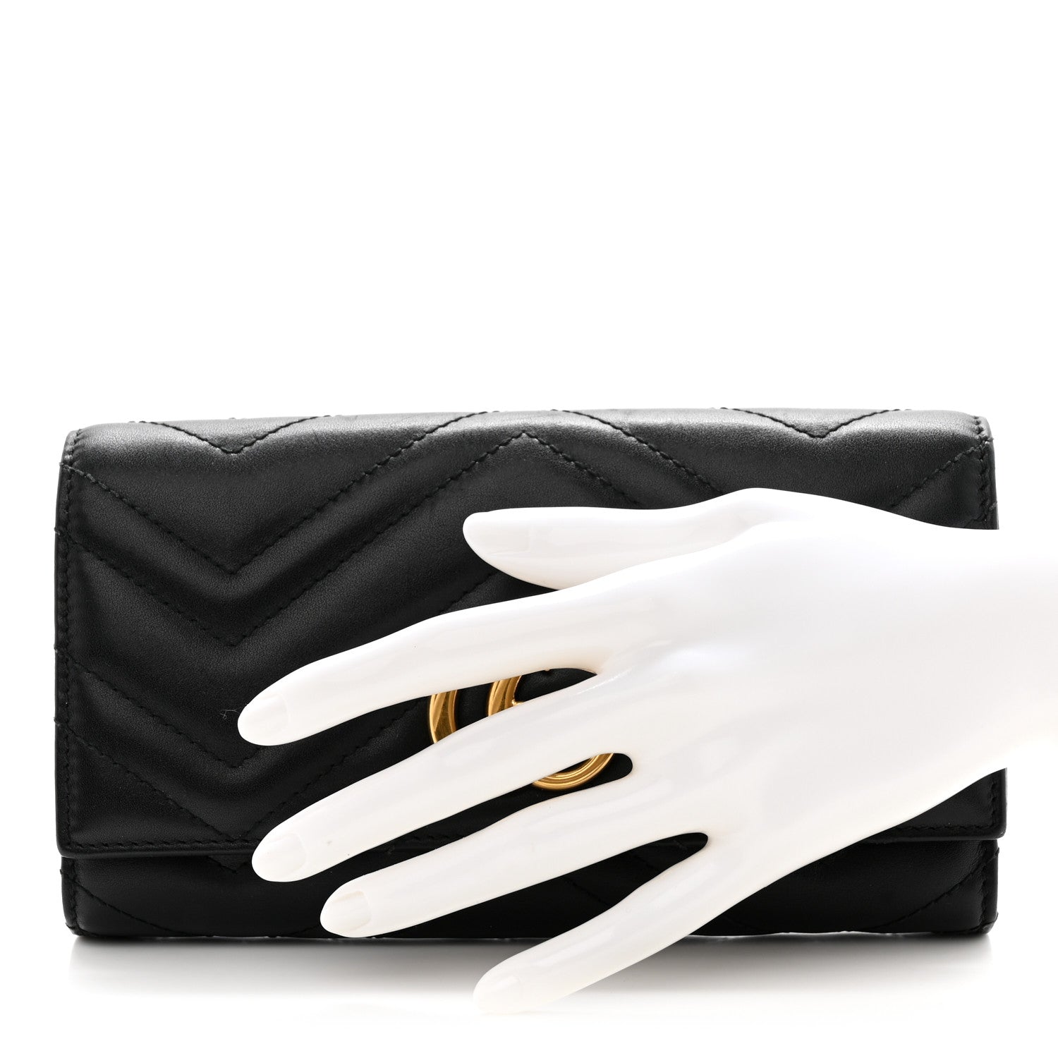 Gucci Calfskin Matelasse GG Marmont Continental Wallet Black 2 of 9