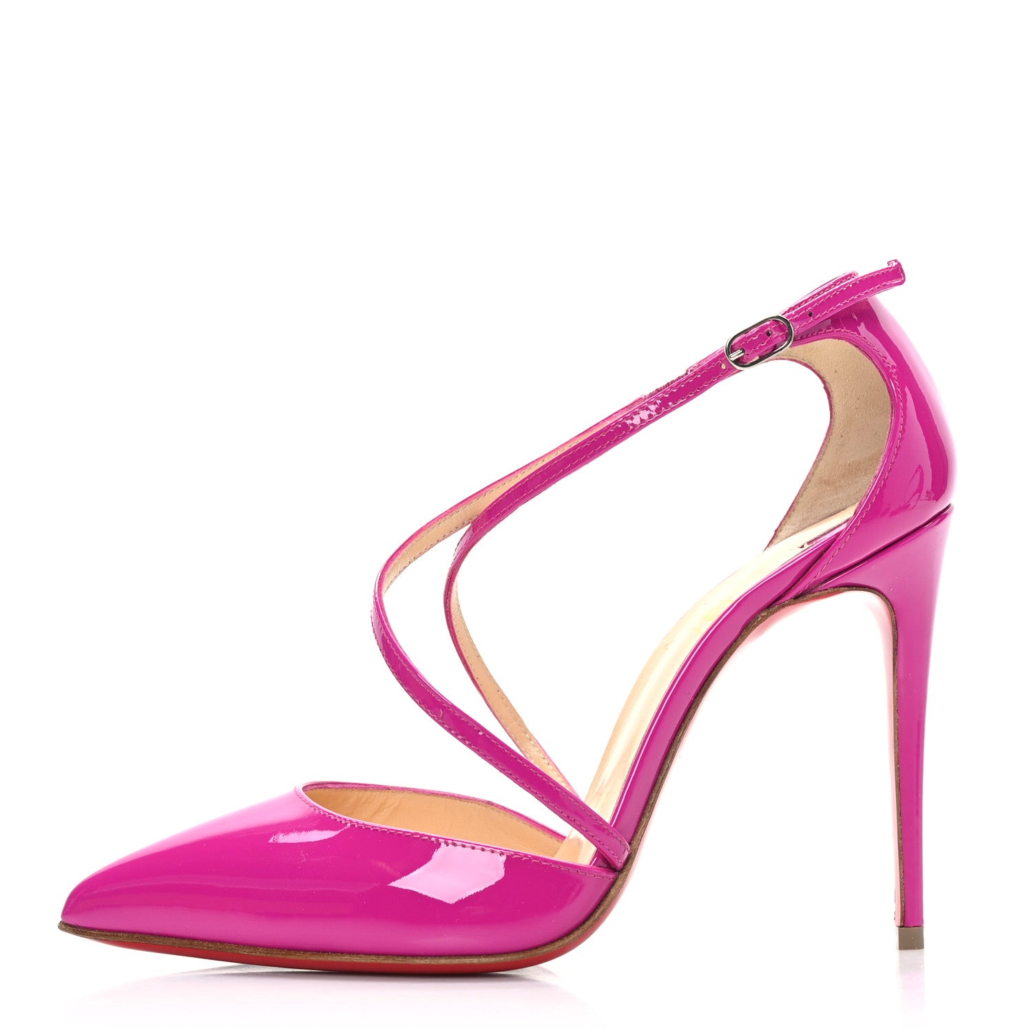 Christian Louboutin Patent Cross Blake 100 Pumps 35 Rose Indien 1 of 7