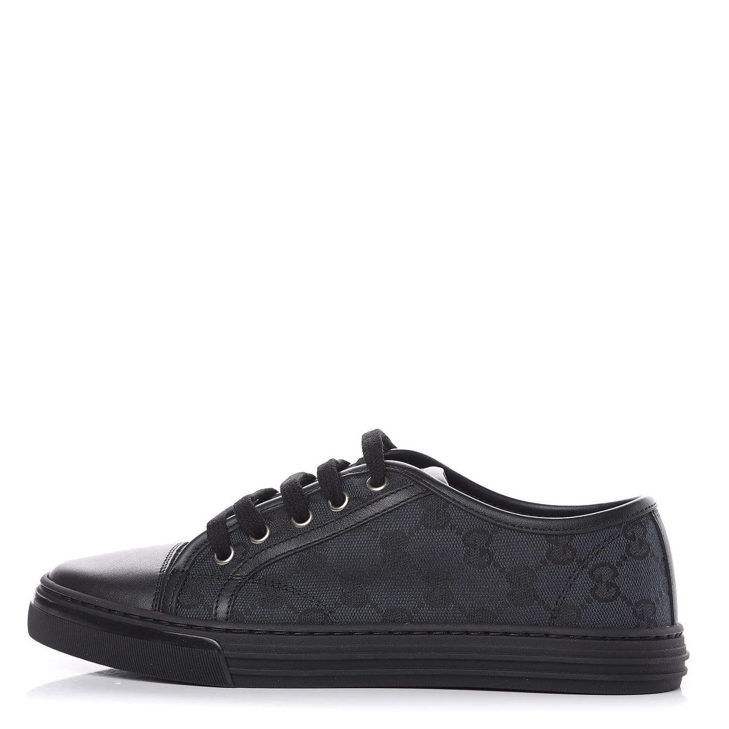 GG Monogram Calfskin Womens Low Top Sneakers 37 Piombo Black