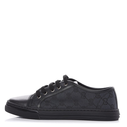 Gucci GG Monogram Calfskin Womens Low Top Sneakers 37 Piombo Black 1 of 10