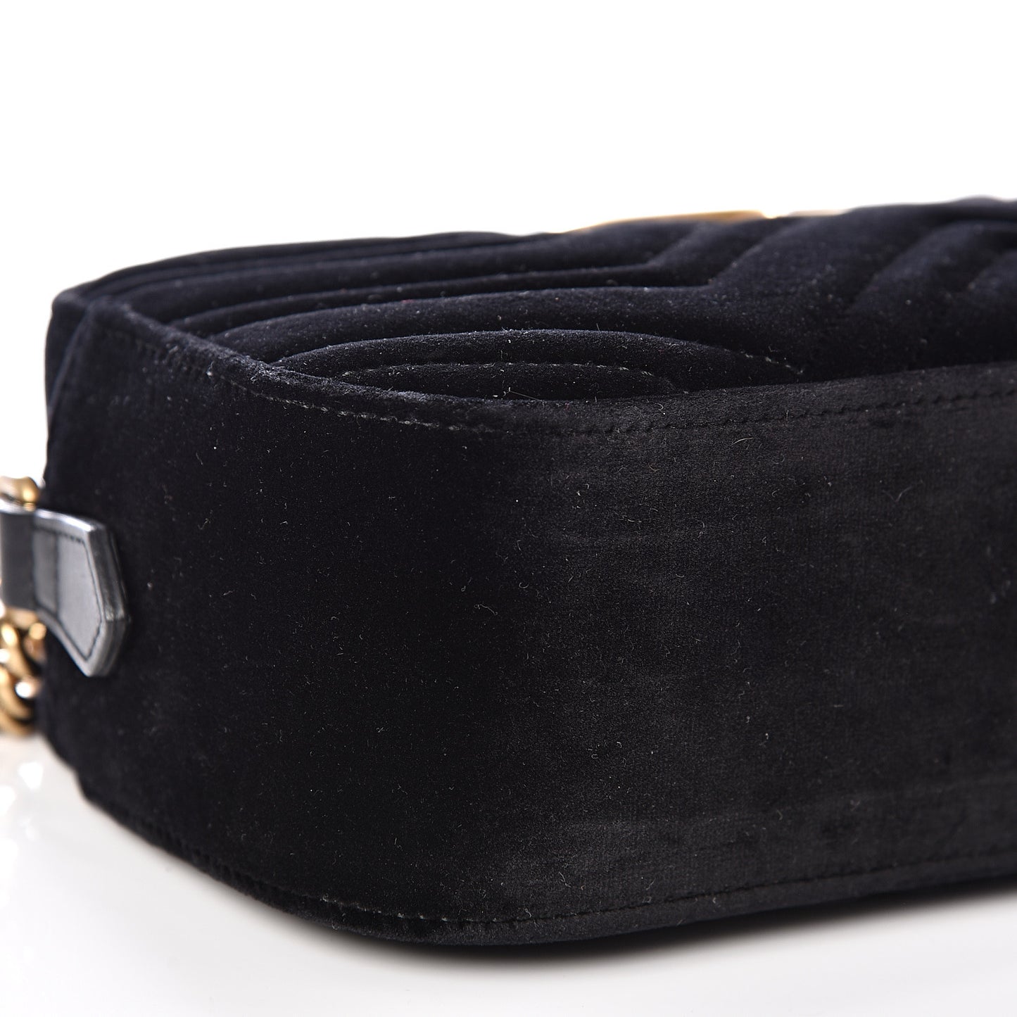 Velvet Matelasse Small GG Marmont Chain Shoulder Bag Black