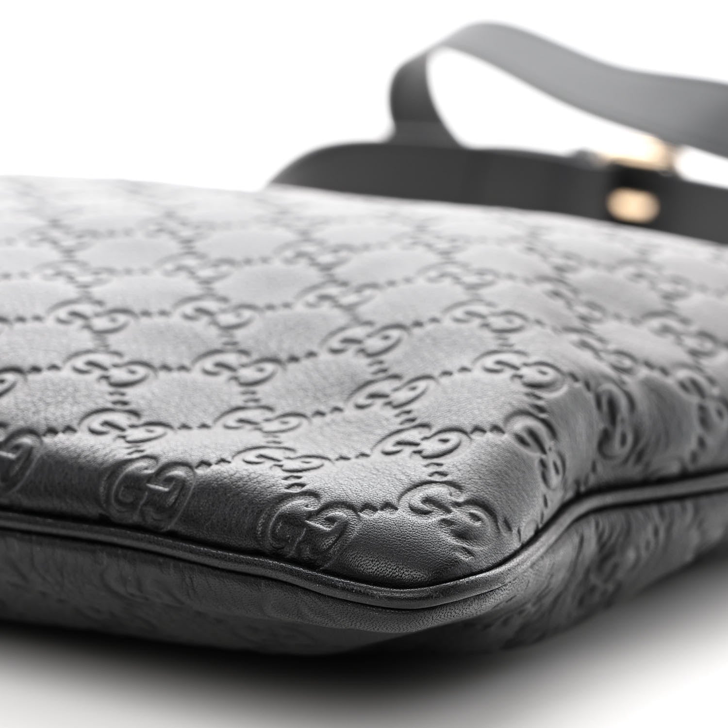 Gucci Guccissima Medium Flat Messenger Bag Black 11 of 11