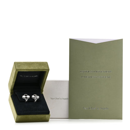 Van Cleef & Arpels 18K White Gold Guilloche Vintage Alhambra Earrings 5 of 5