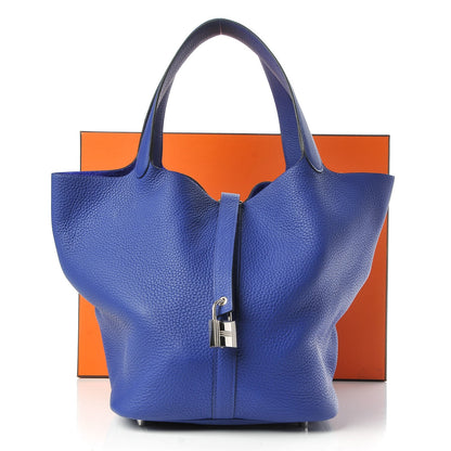 Hermes Taurillon Clemence Picotin Lock 26 GM Bleu Electrique 8 of 8