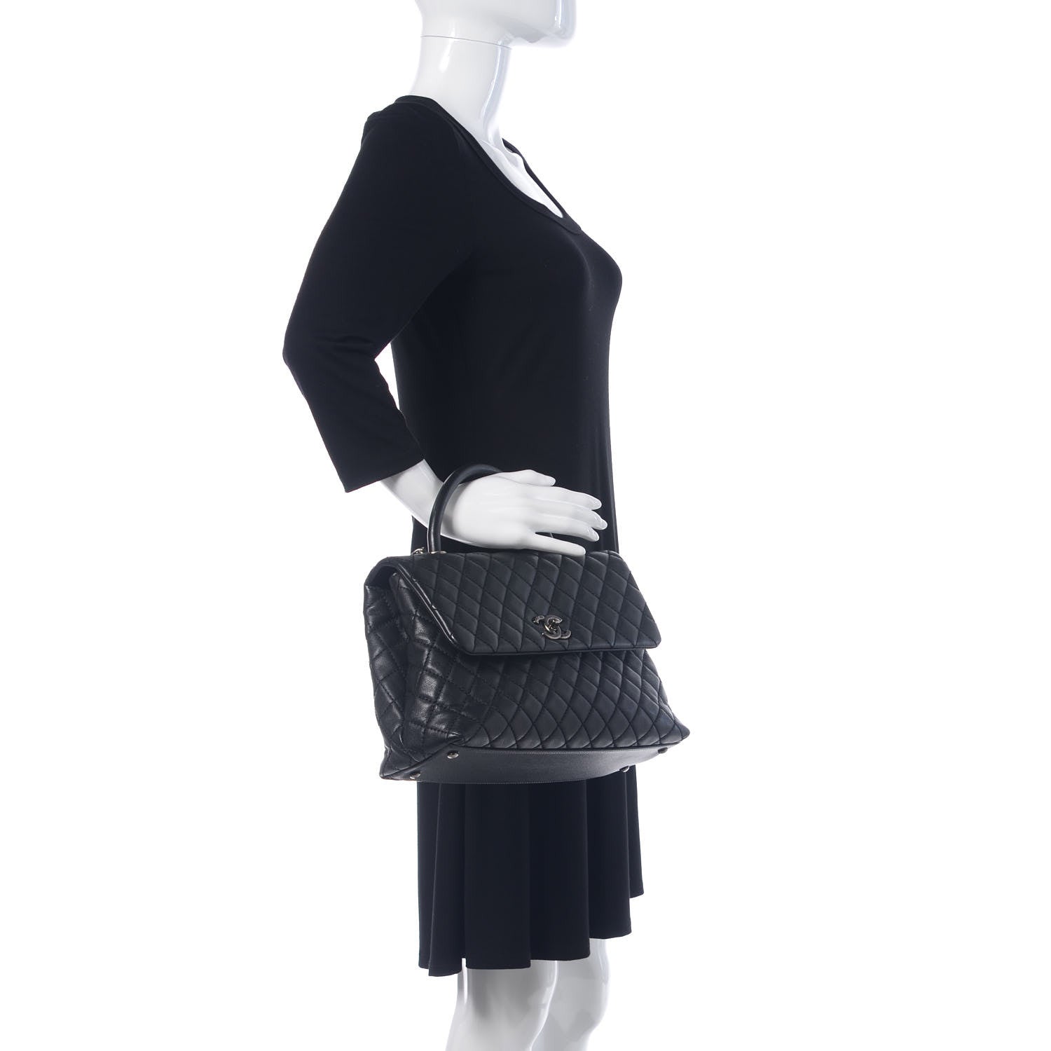 Chanel Caviar Quilted Medium Coco Handle Flap Black 2 of 12