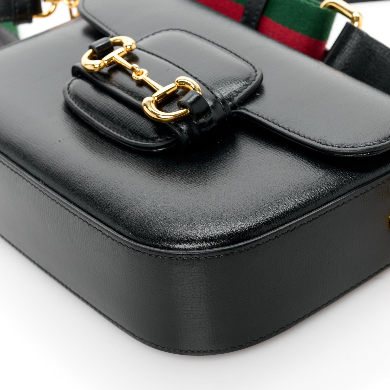 Gucci Azalea Calfskin Web Mini Horsebit 1955 Shoulder Bag Black 12 of 12