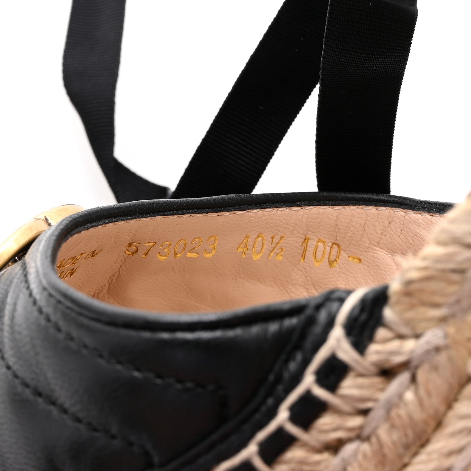 Gucci Nappa Matelasse GG Marmont Ankle Wrap Platform 35/120mm Espadrille Wedges 40.5 Black 9 of 11