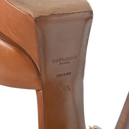 Saint Laurent Calfskin Bianca 105 Platform Sandals 39.5 Caramel 8 of 17