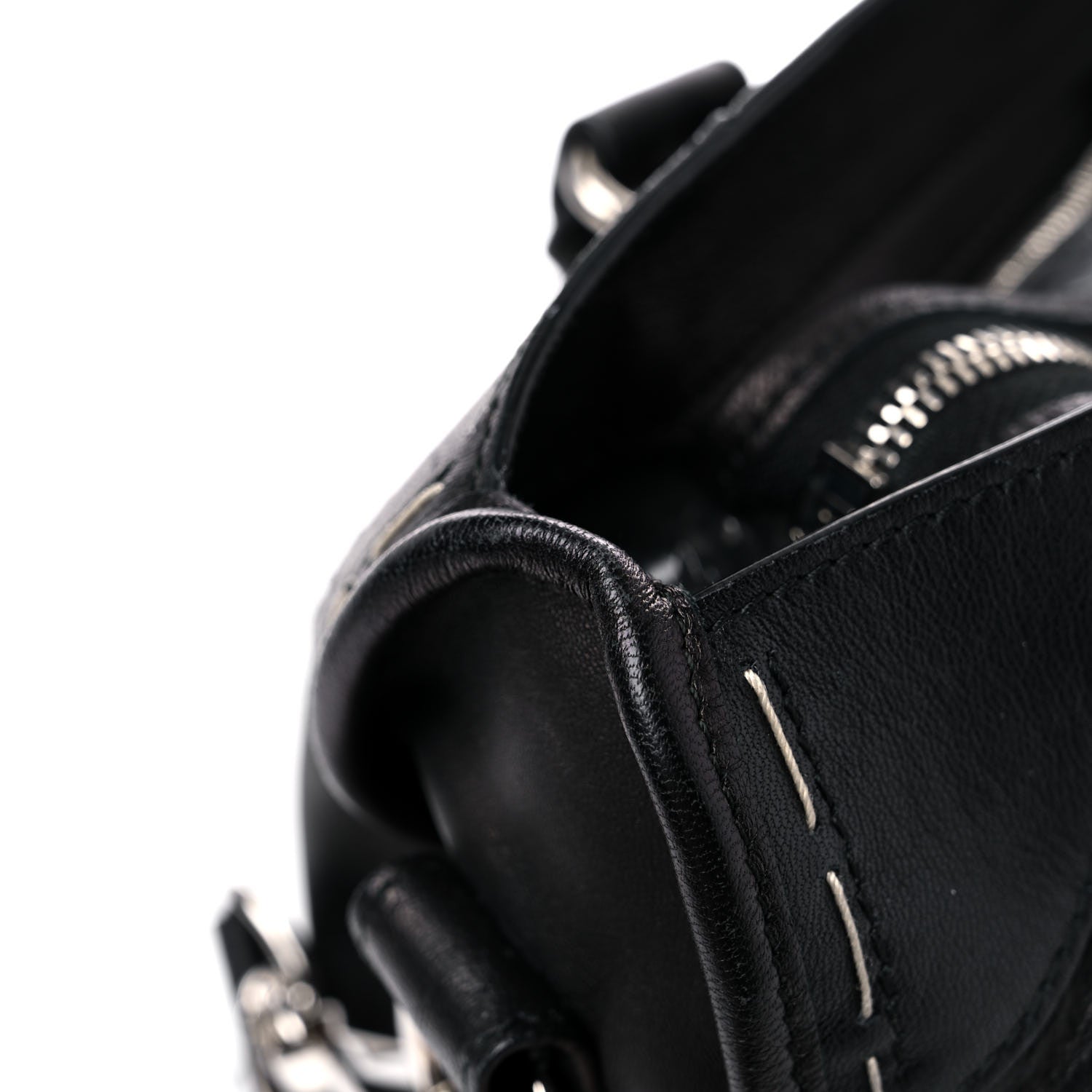 Balenciaga Calfskin Topstitch Classic Silver Hardware City Black 18 of 21