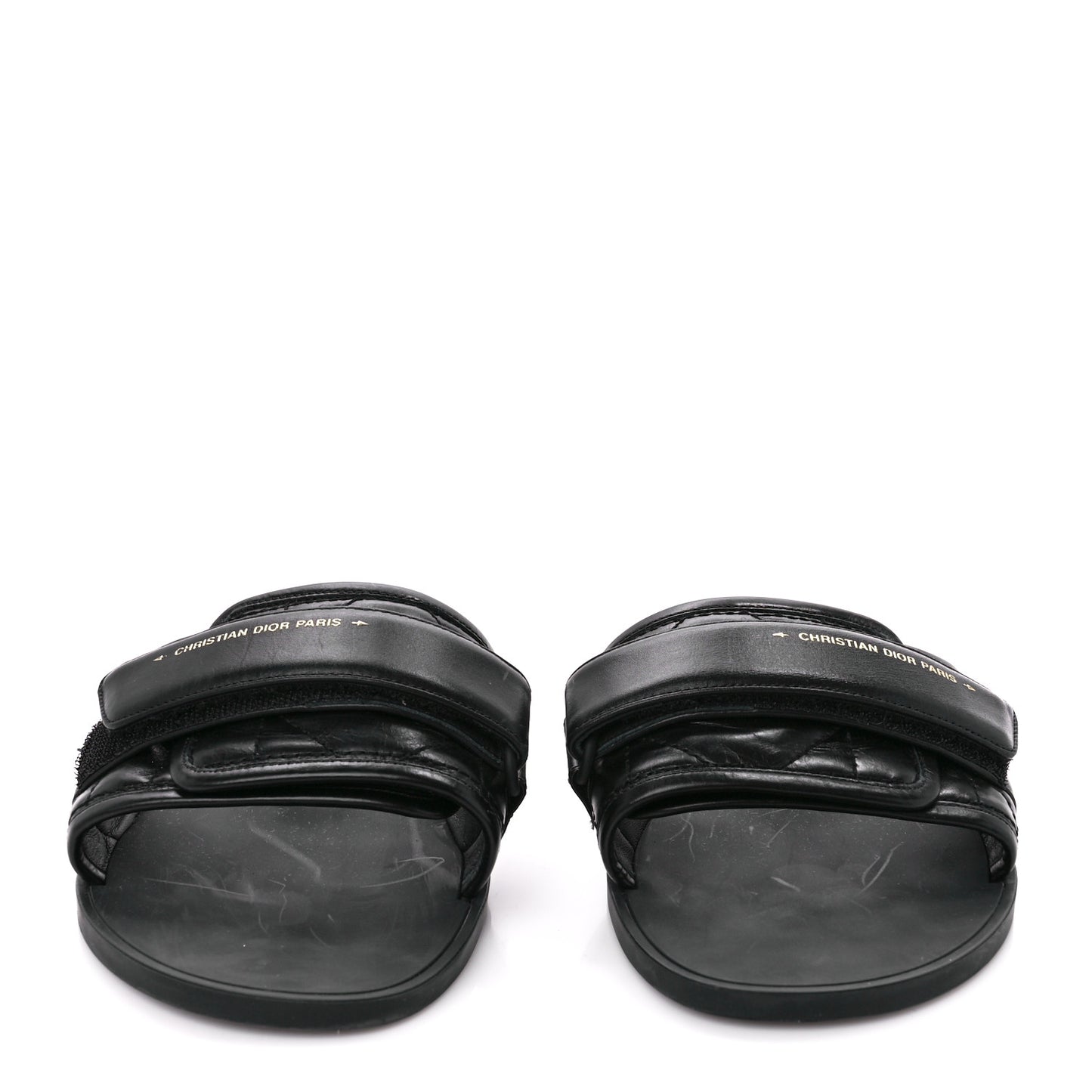 Calfskin Cannage Dio(r)evolution Slide Sandals 38 Black