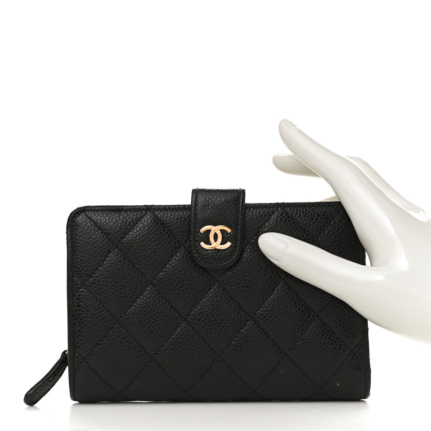 Chanel Caviar Quilted Zipped Pocket Wallet Black 2 of 12
