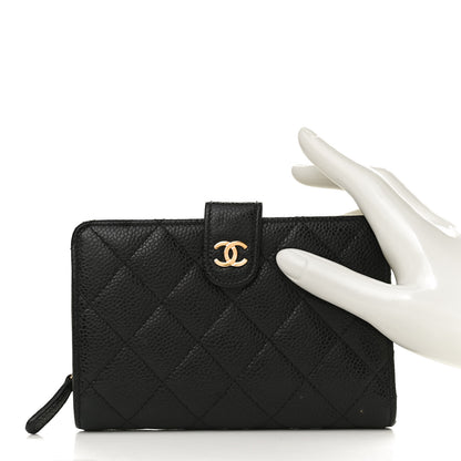 Chanel Caviar Quilted Zipped Pocket Wallet Black 2 of 12