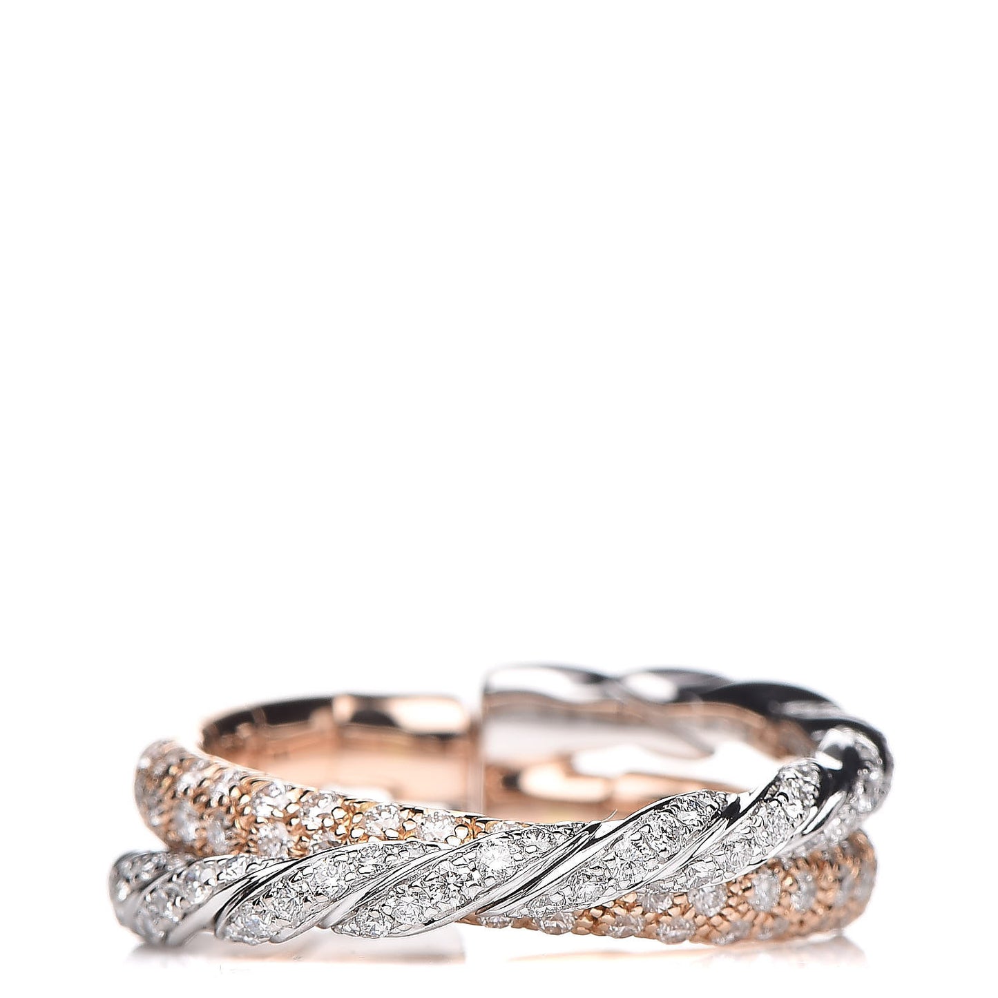 18K Rose White Gold Diamond Paveflex Two Row Ring 52 6
