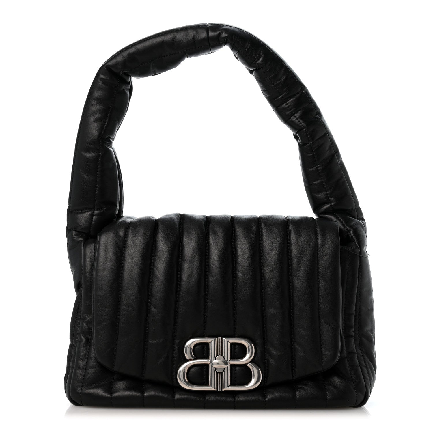 Balenciaga Crushed Calfskin Quilted Small Monaco Shoulder Bag Black 1 of 10