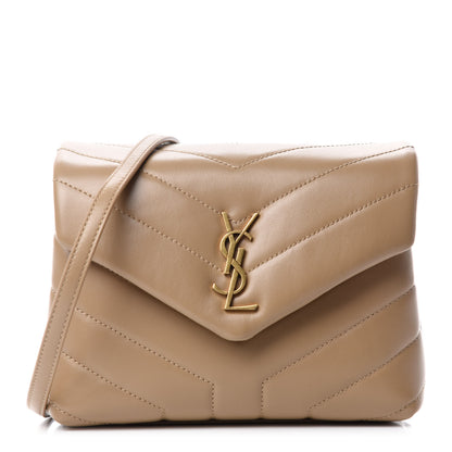 Saint Laurent Calfskin Y Quilted Monogram Toy Loulou Crossbody Bag Latte 1 of 12