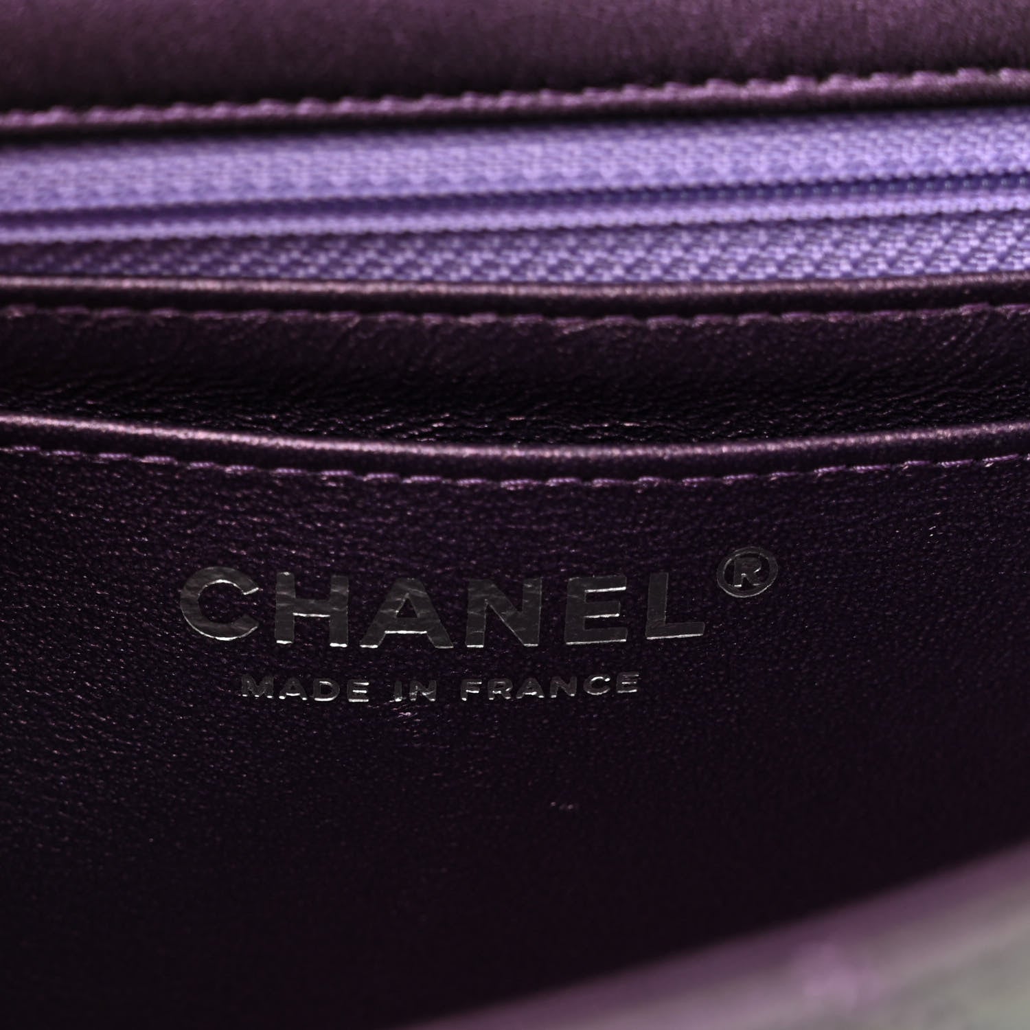 Chanel Iridescent Lambskin Quilted Mini Rectangular Flap Dark Purple 6 of 10