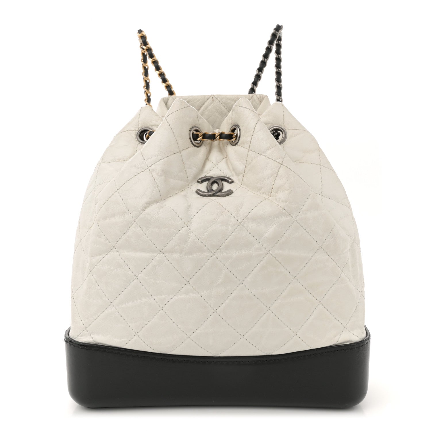 Chanel Aged Calfskin Quilted Gabrielle Backpack Black White 1 of 15