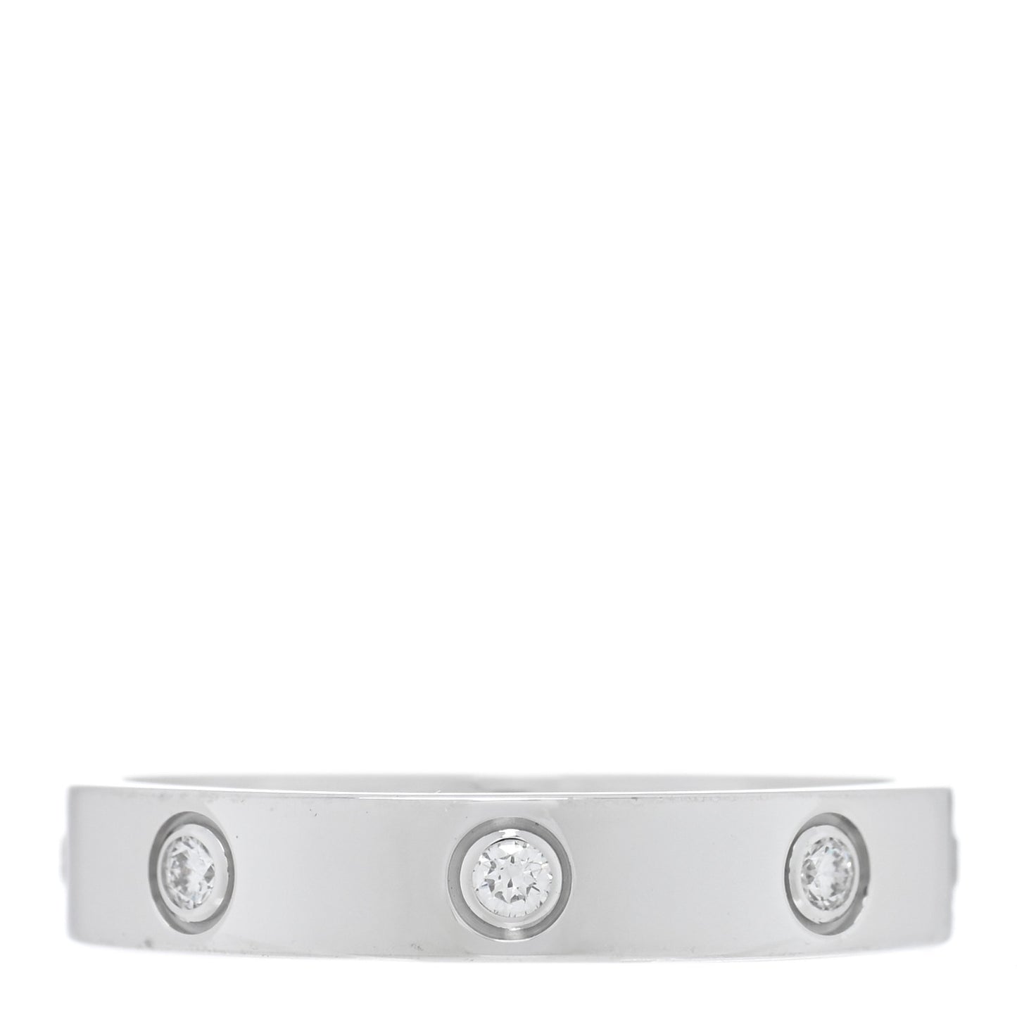 18K White Gold 8 Diamond 4mm Wedding Band LOVE Ring 58 8.5