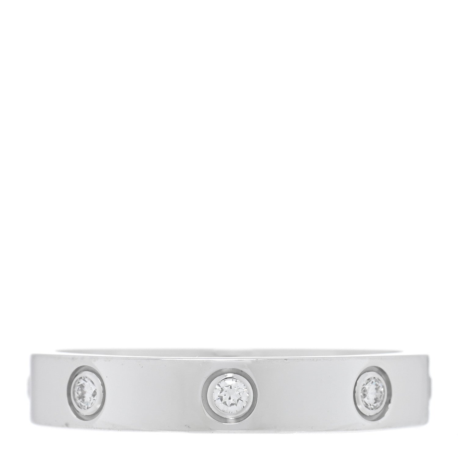 Cartier 18K White Gold 8 Diamond 4mm Wedding Band LOVE Ring 58 8.5 1 of 5