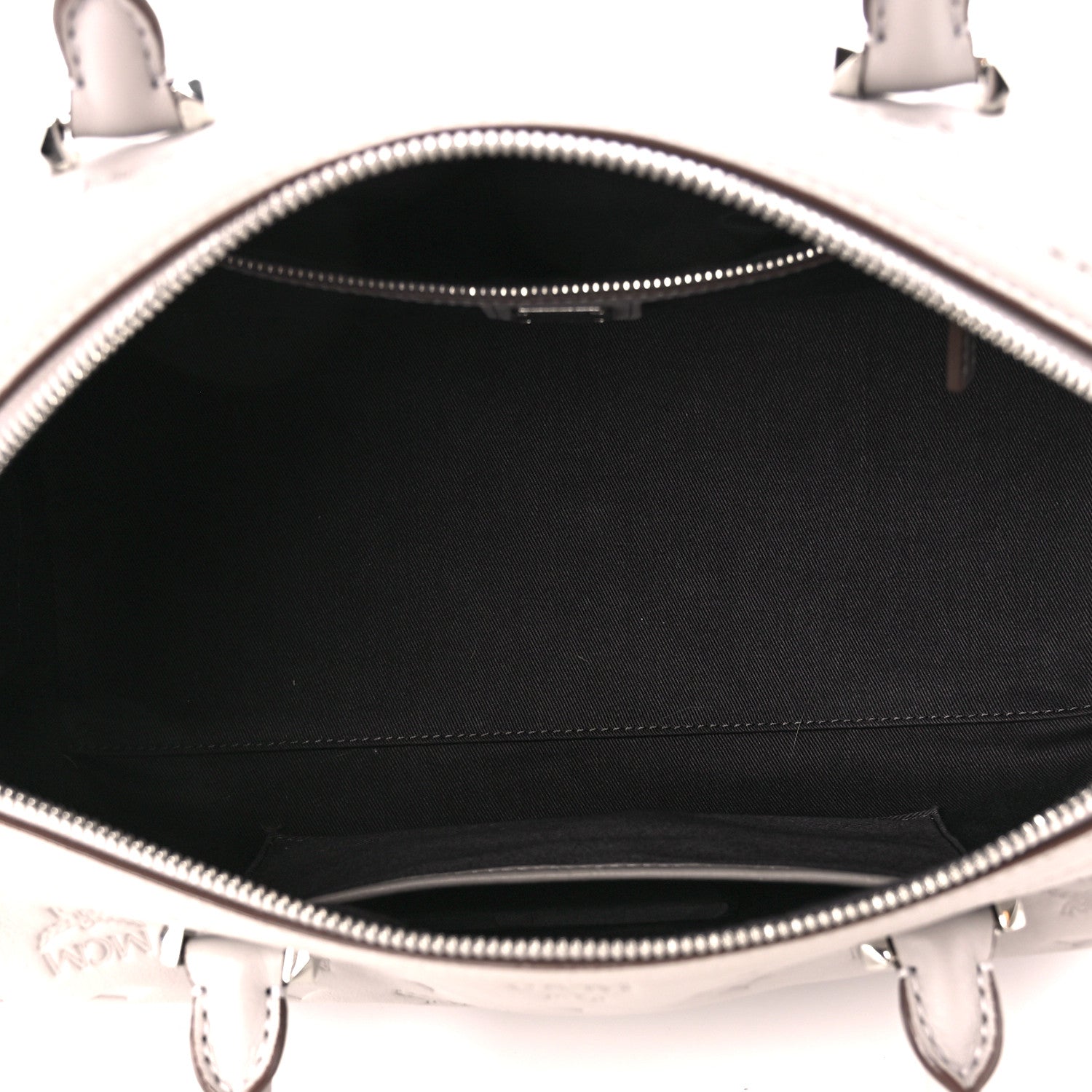 MCM Calfskin Ottomar Monogram Essential Boston Bag Dove 5 of 12