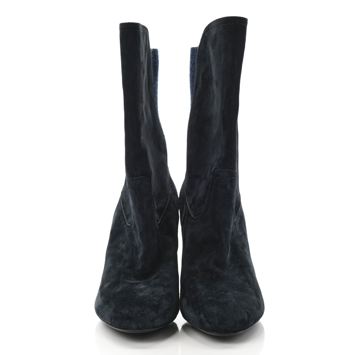 Suede Calfskin Fabric Short Boots 40.5 Blue