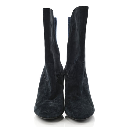 Chanel Suede Calfskin Fabric Short Boots 40.5 Blue 2 of 17