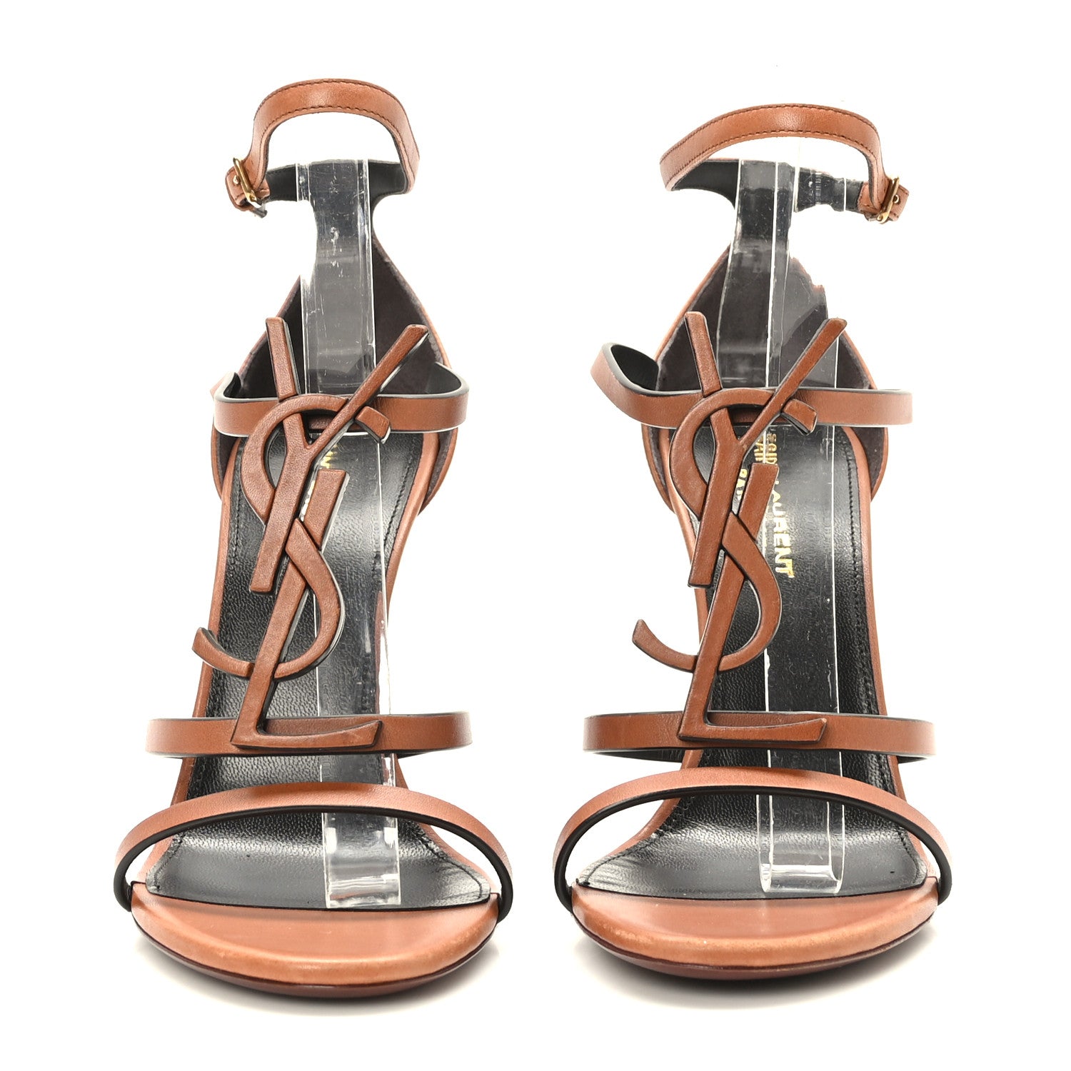 Saint Laurent Calfskin Cassandra 100 Sandals 37 Brown 2 of 7