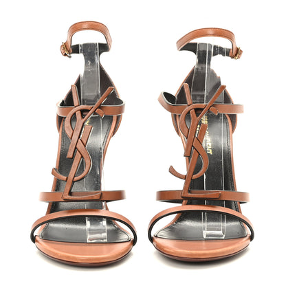 Saint Laurent Calfskin Cassandra 100 Sandals 37 Brown 2 of 7