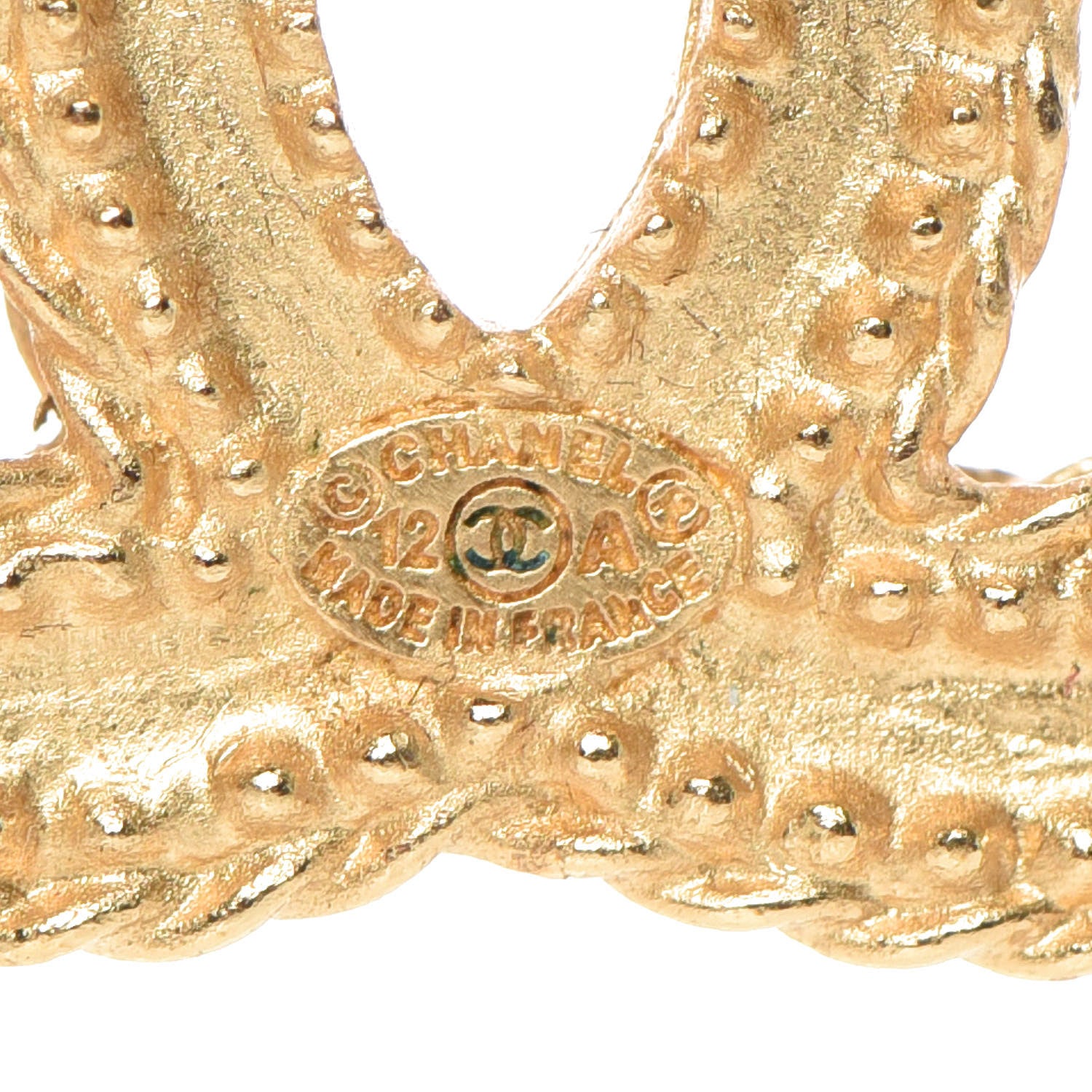 Chanel CC Drop Earrings Matte Gold 3 of 4