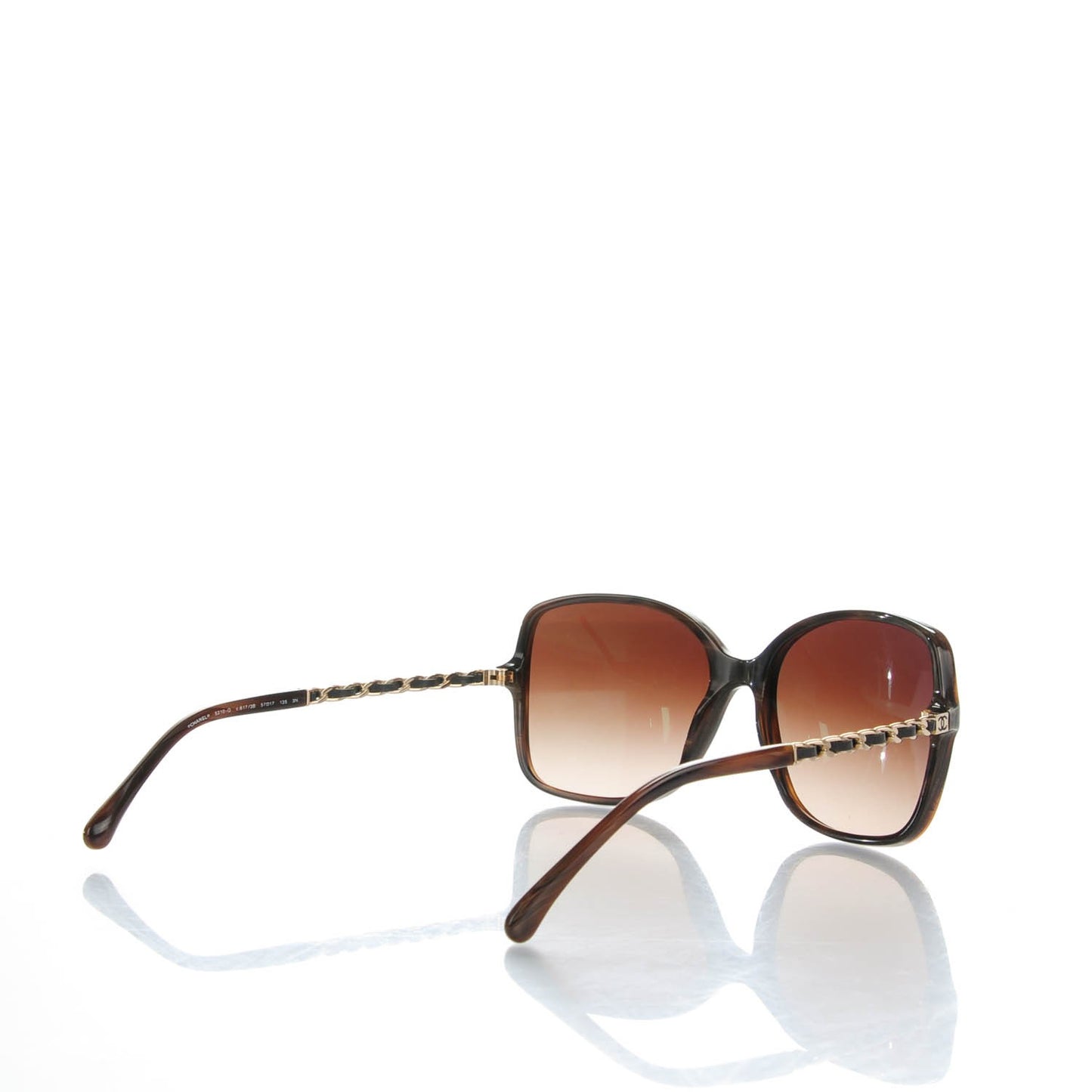 Acetate Metal Lambskin Chain Square Sunglasses 5210-Q Brown