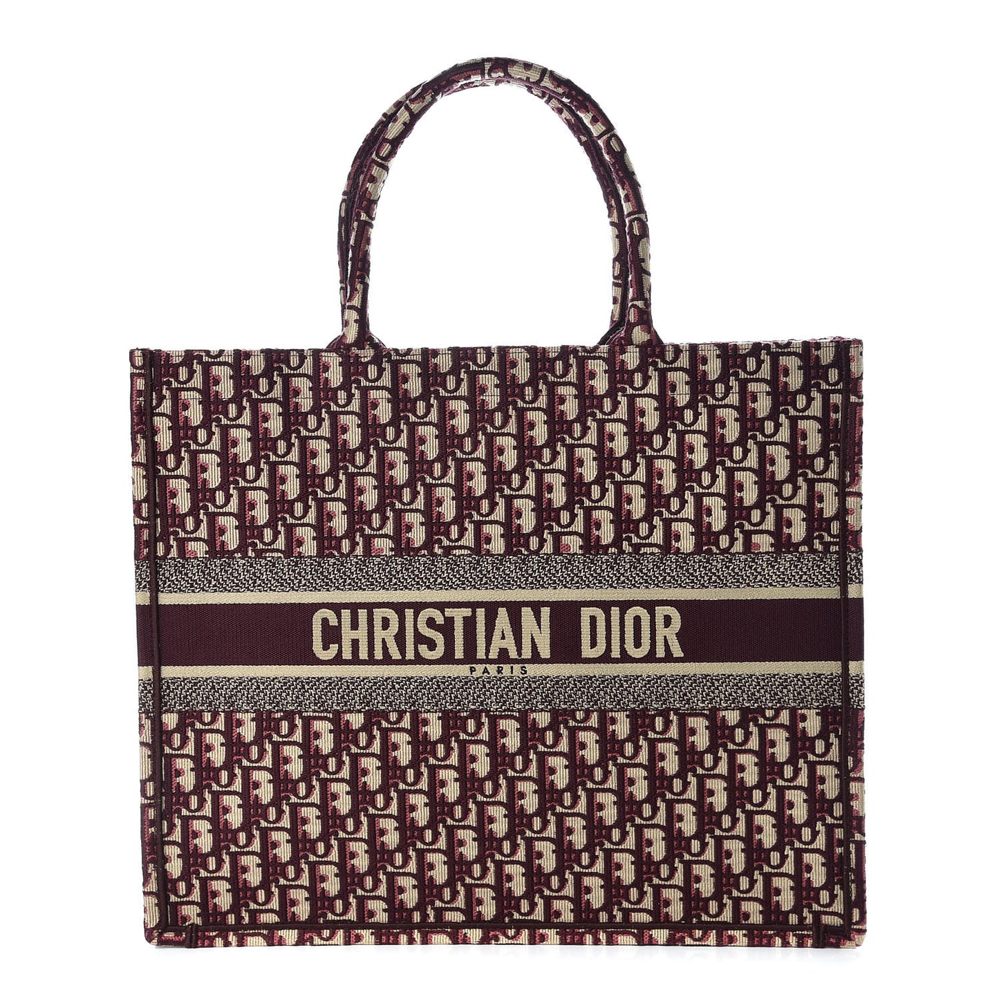 Oblique Large Book Tote Burgundy Multicolor