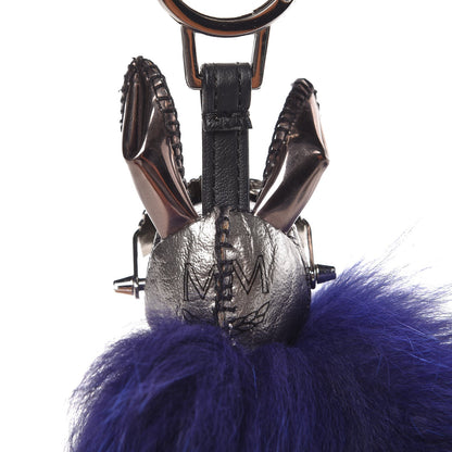 MCM Visetos Rabbit Bag Charm Silver Blue Green 5 of 6